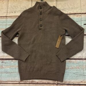 NWT Ethan Pierce Men's Brown Sweater with Button Collar size S